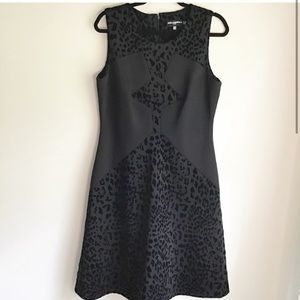 Karl Lagerfeld Black & Leopard Print Dress